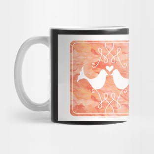 Coral Peach Watercolor Love Birds Mug